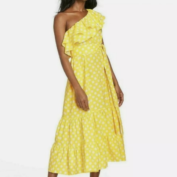 Lisa Marie Fernandez x Target Dress Polka Dot One Shoulder Yellow White:… - Picture 5 of 12